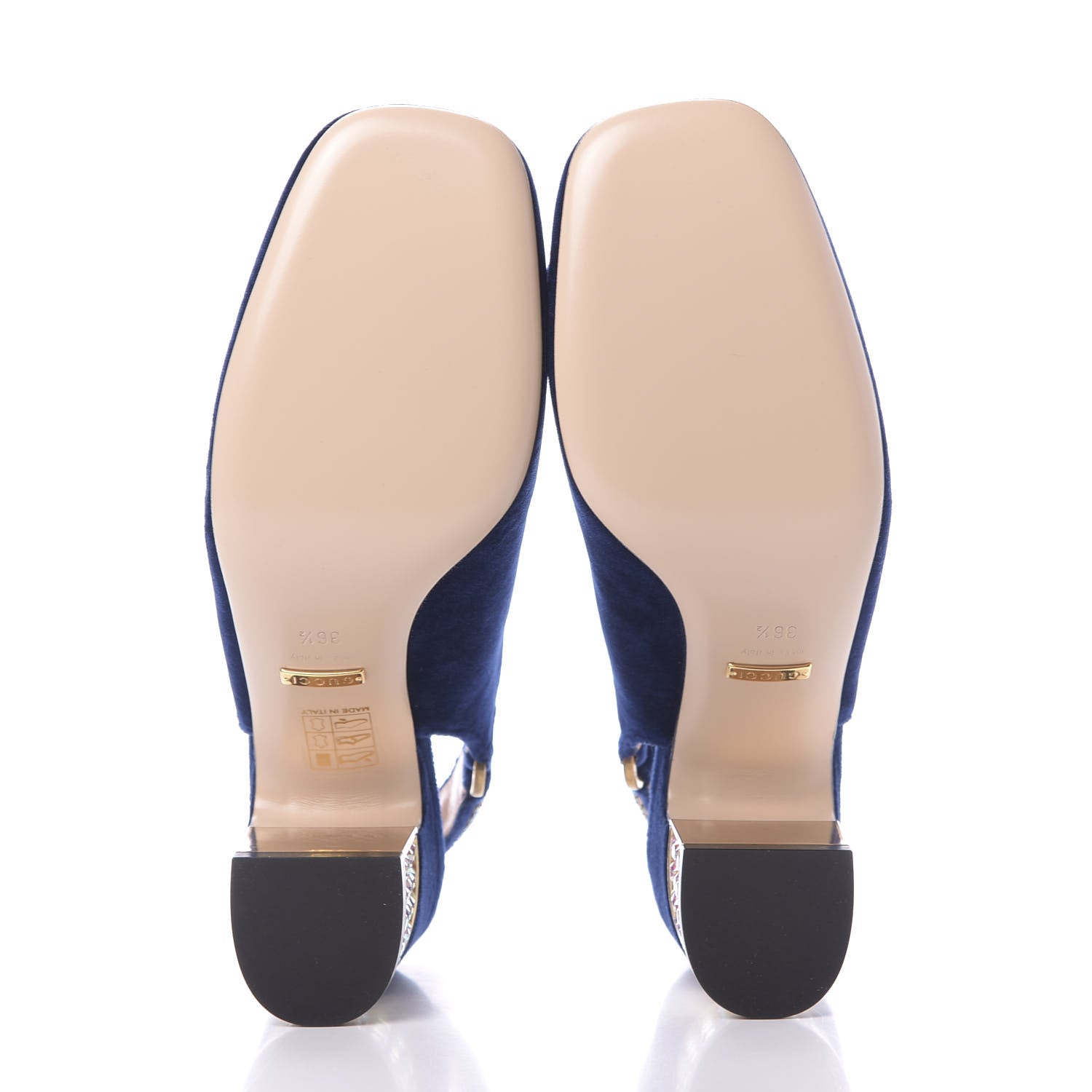 Gucci Velvet Crystal Square G Madelyn Slingbacks 36.5 Cobalt Blue 7 of 11