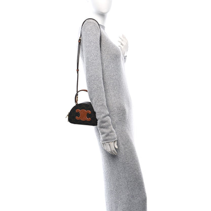 Celine Calfskin Triomphe Canvas Half Moon Case Tan 2 of 11