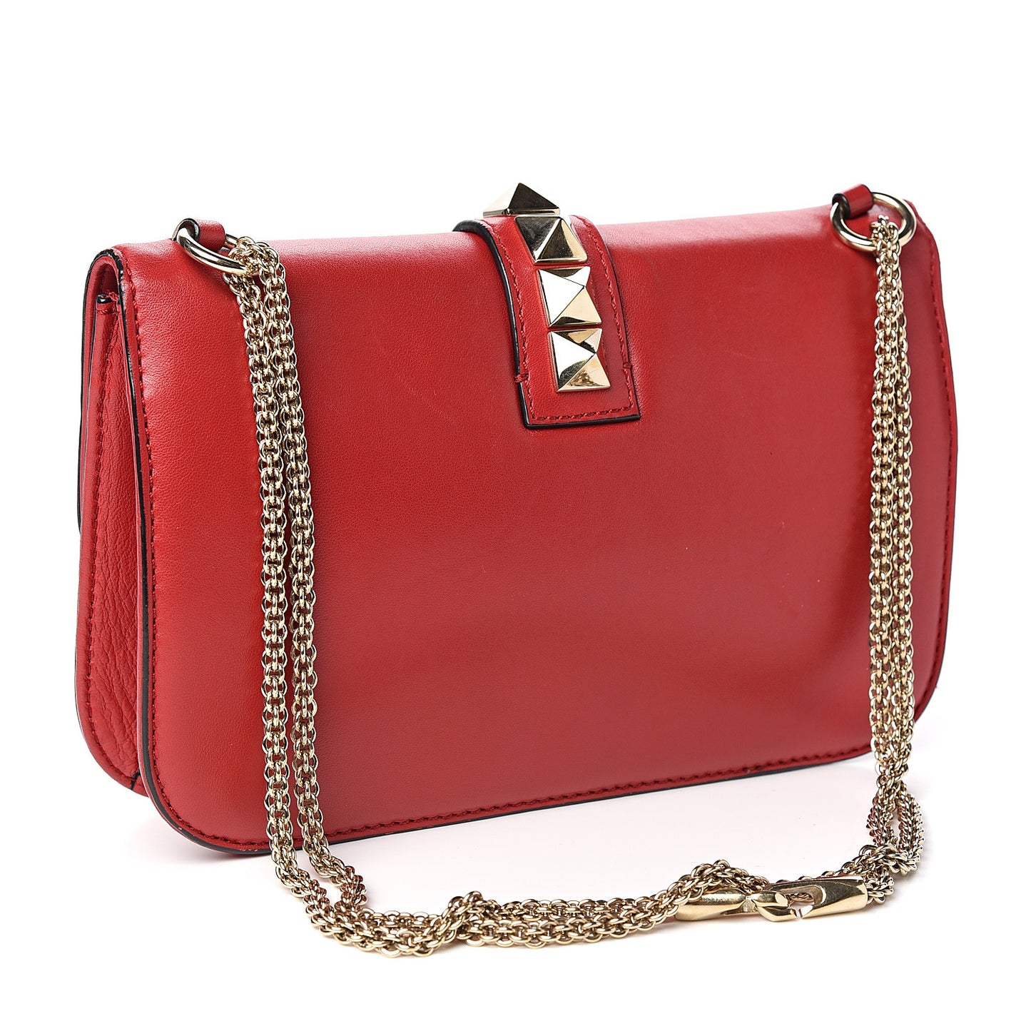 Vitello Medium Glam Lock Rockstud Flap Red