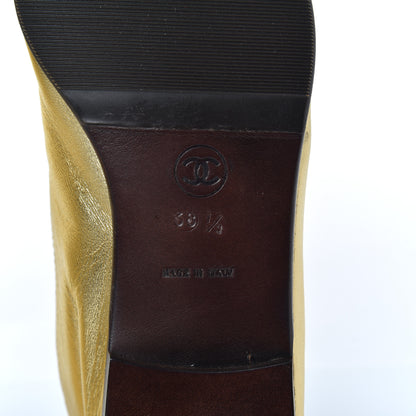 Chanel Metallic Lambskin CC Mocassin Loafers 38.5 Gold 6 of 17