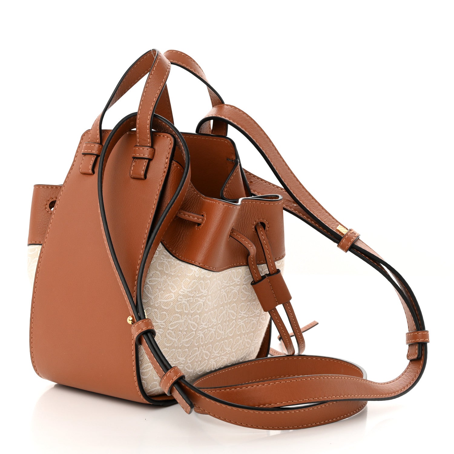 Loewe Calfskin Canvas Mini Hammock Shoulder Bag Natural Tan 3 of 10