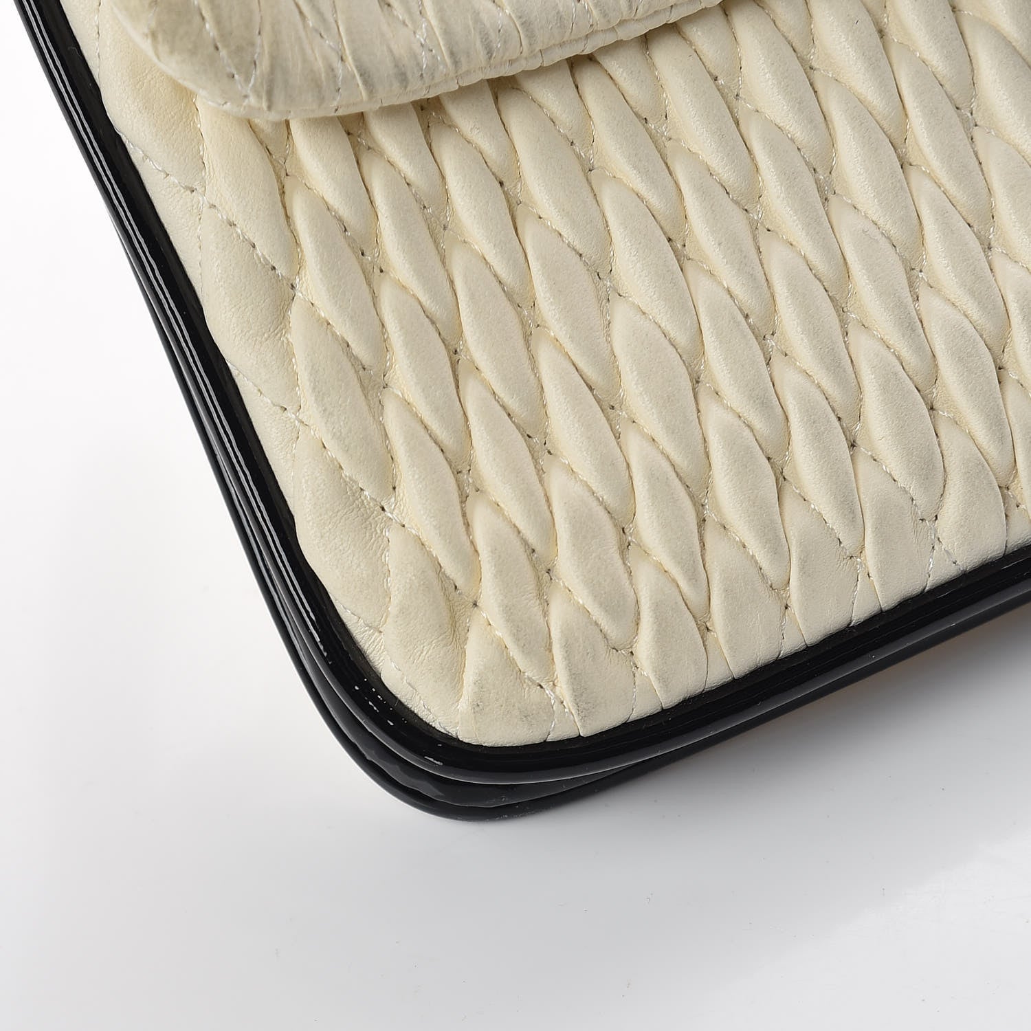 Chanel Vinyl Lambskin Quilted Shoulder Flap Beige Black 12 of 16