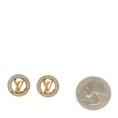 Louis Vuitton Metal Crystal Louise By Night Earrings Gold 2 of 5