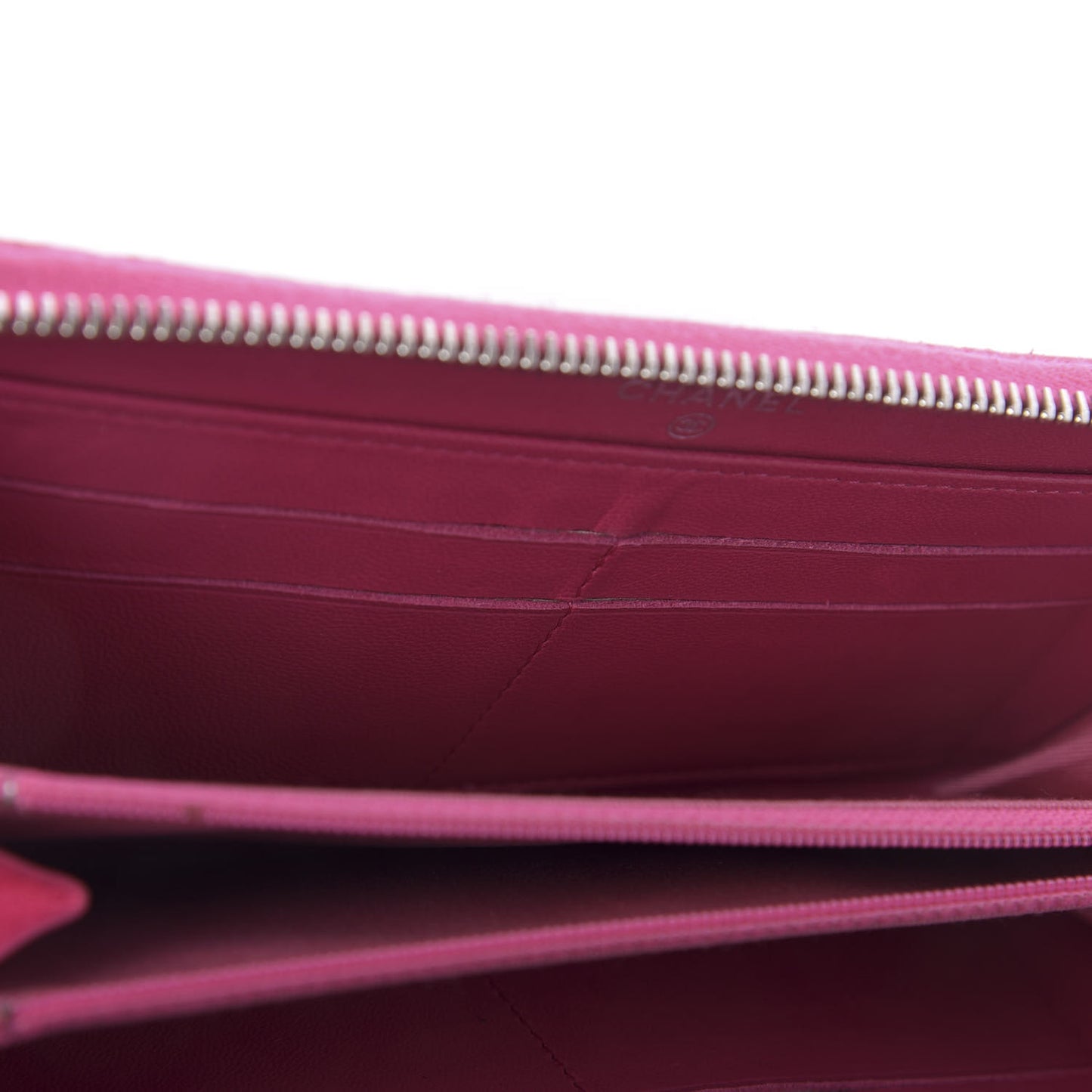 Lambskin Quilted Large Gusset Zip Around Wallet Pink