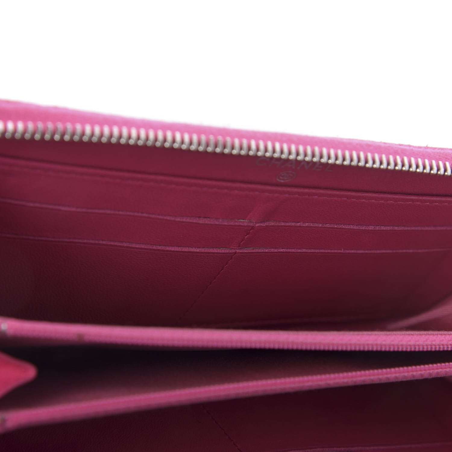 Chanel Lambskin Quilted Large Gusset Zip Around Wallet Pink 11 of 15
