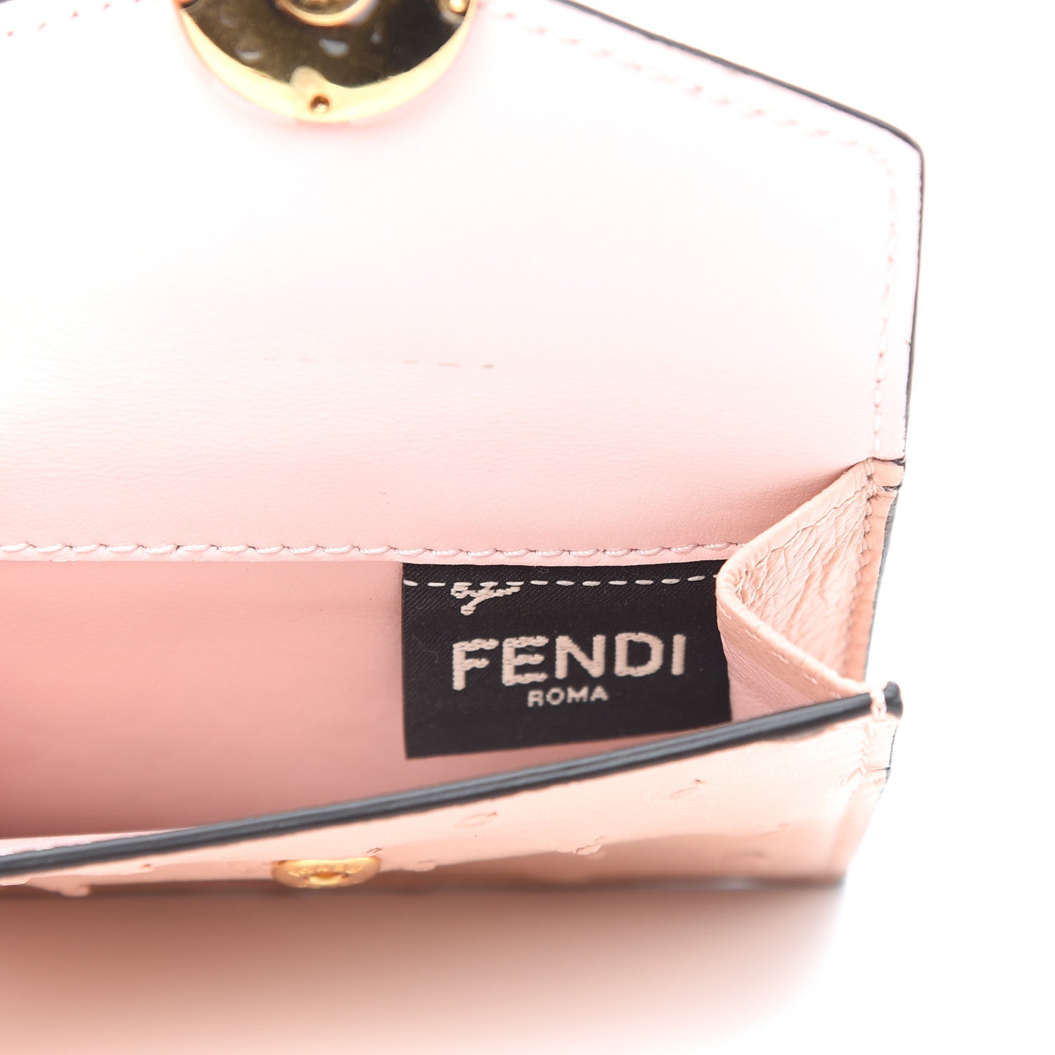 Fendi Ostrich Vitello Century Lucido F is Fendi Micro Tri-Fold Envelope Wallet Confetto 5 of 8