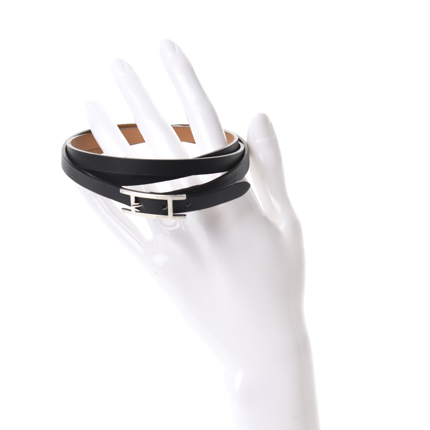 Hermes Chamonix Hapi 3MM Triple Tour Wrap Bracelet L Black 2 of 4