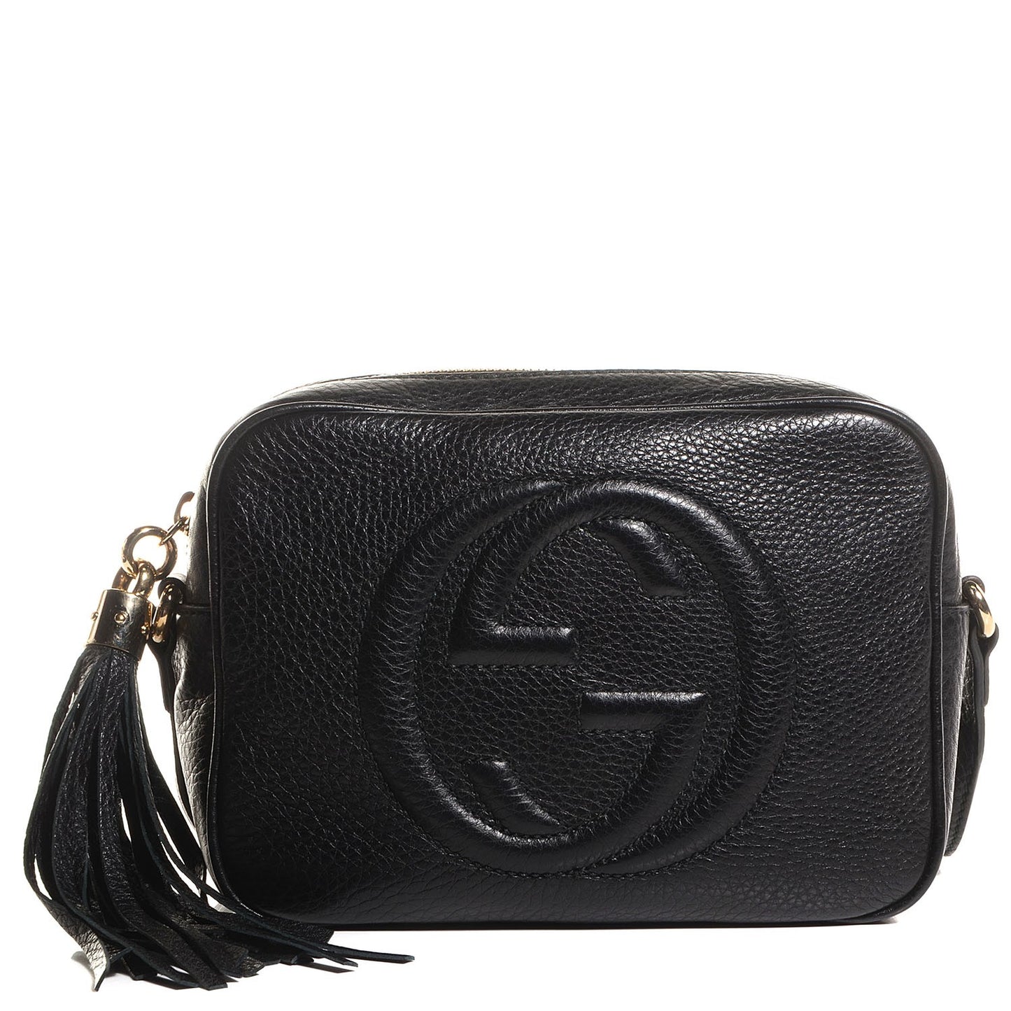 Pebbled Calfskin Small Soho Disco Bag Black