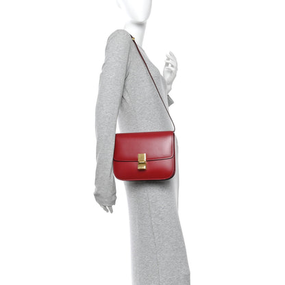 Celine Box Calfskin Medium Classic Box Flap Bag Red 2 of 12