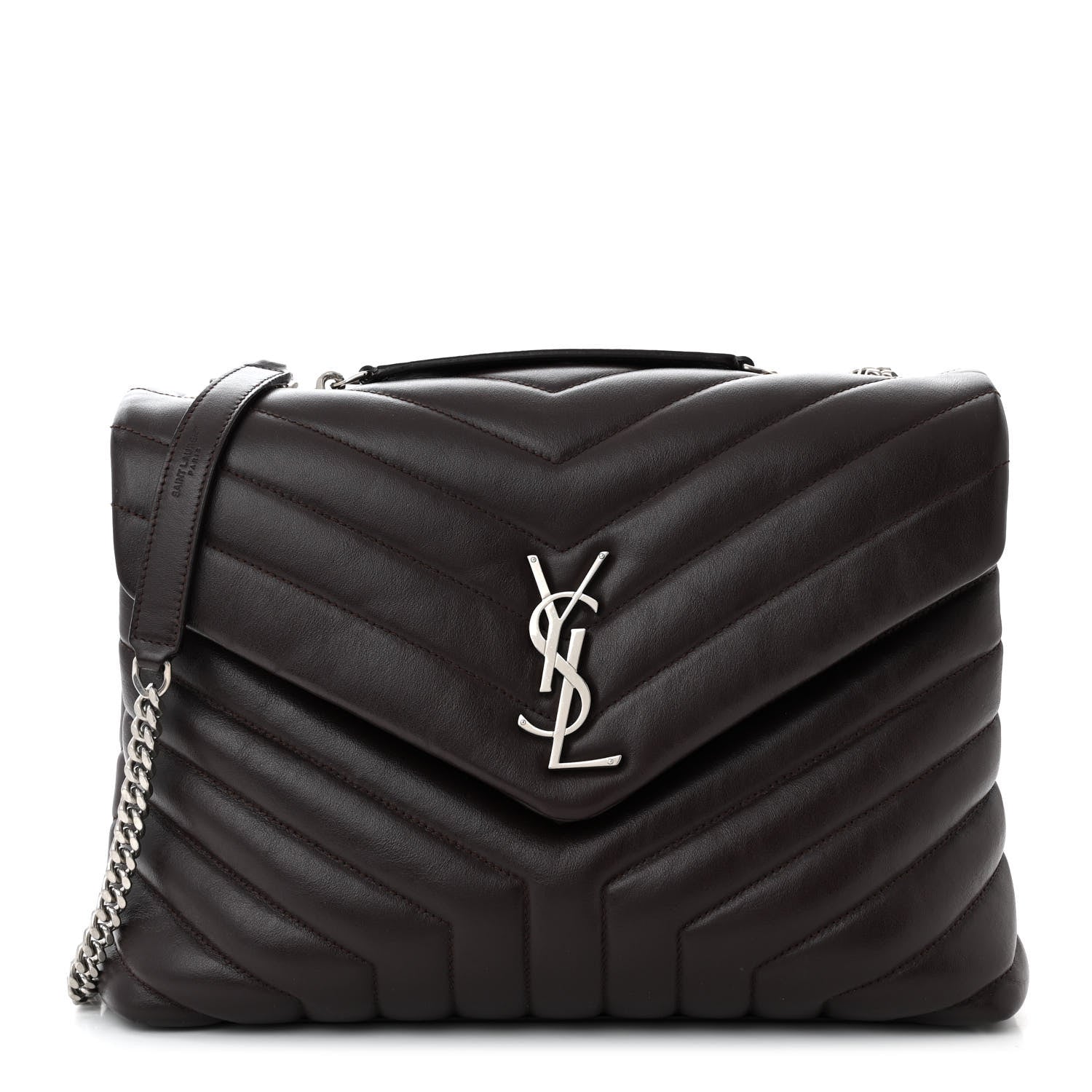 Saint Laurent Calfskin Y Quilted Monogram Medium Loulou Chain Satchel Amaranto 1 of 11
