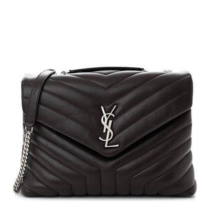 Saint Laurent Calfskin Y Quilted Monogram Medium Loulou Chain Satchel Amaranto 1 of 11