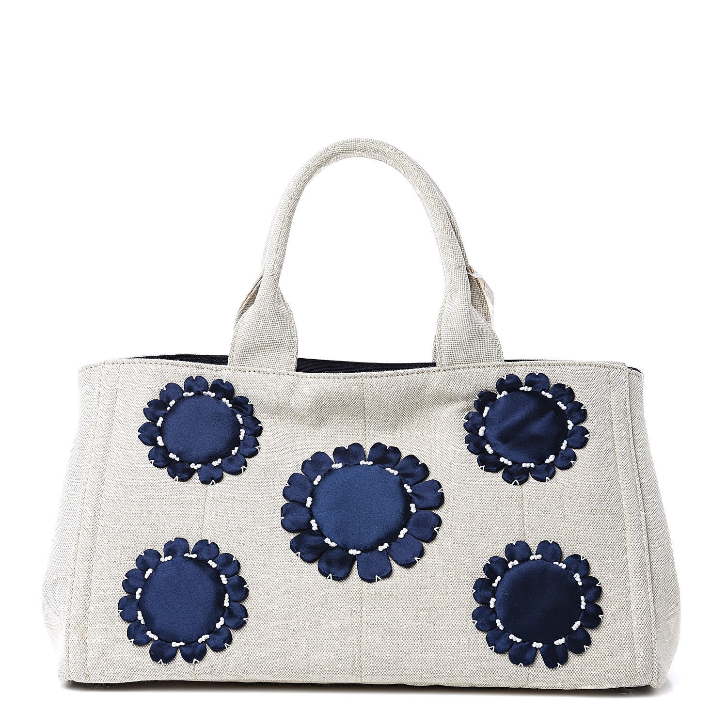 Prada Canvas Mistolino Canapa Tote Naturale Blue 1 of 16