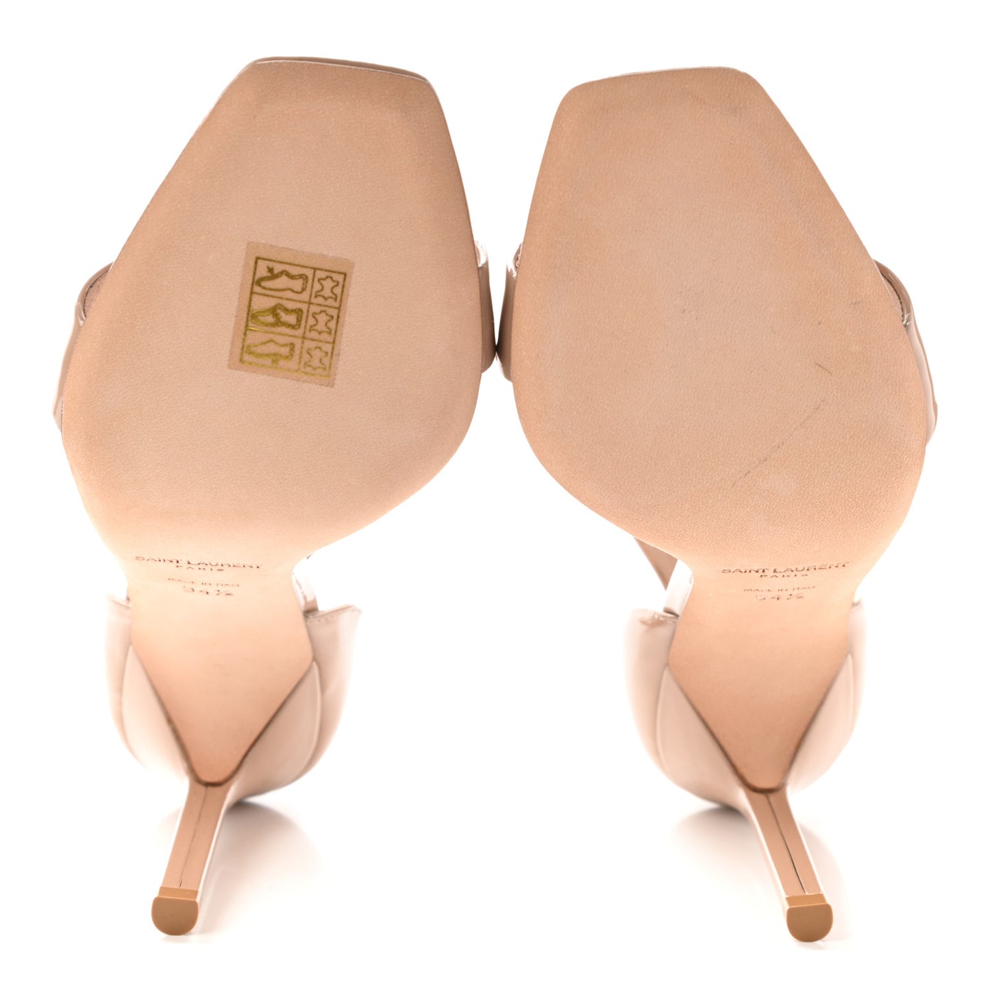 Patent Calfskin Amber 105 Ankle Strap Sandals 34.5 Beige