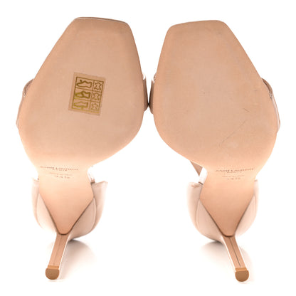 Saint Laurent Patent Calfskin Amber 105 Ankle Strap Sandals 34.5 Beige 5 of 7