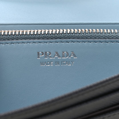 Prada Saffiano Bi-Color Metal Continental Flap Travel Wallet Baltico Astrale 6 of 9