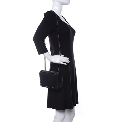 Prada Glace Calfskin Studded Crossbody Black 2 of 11