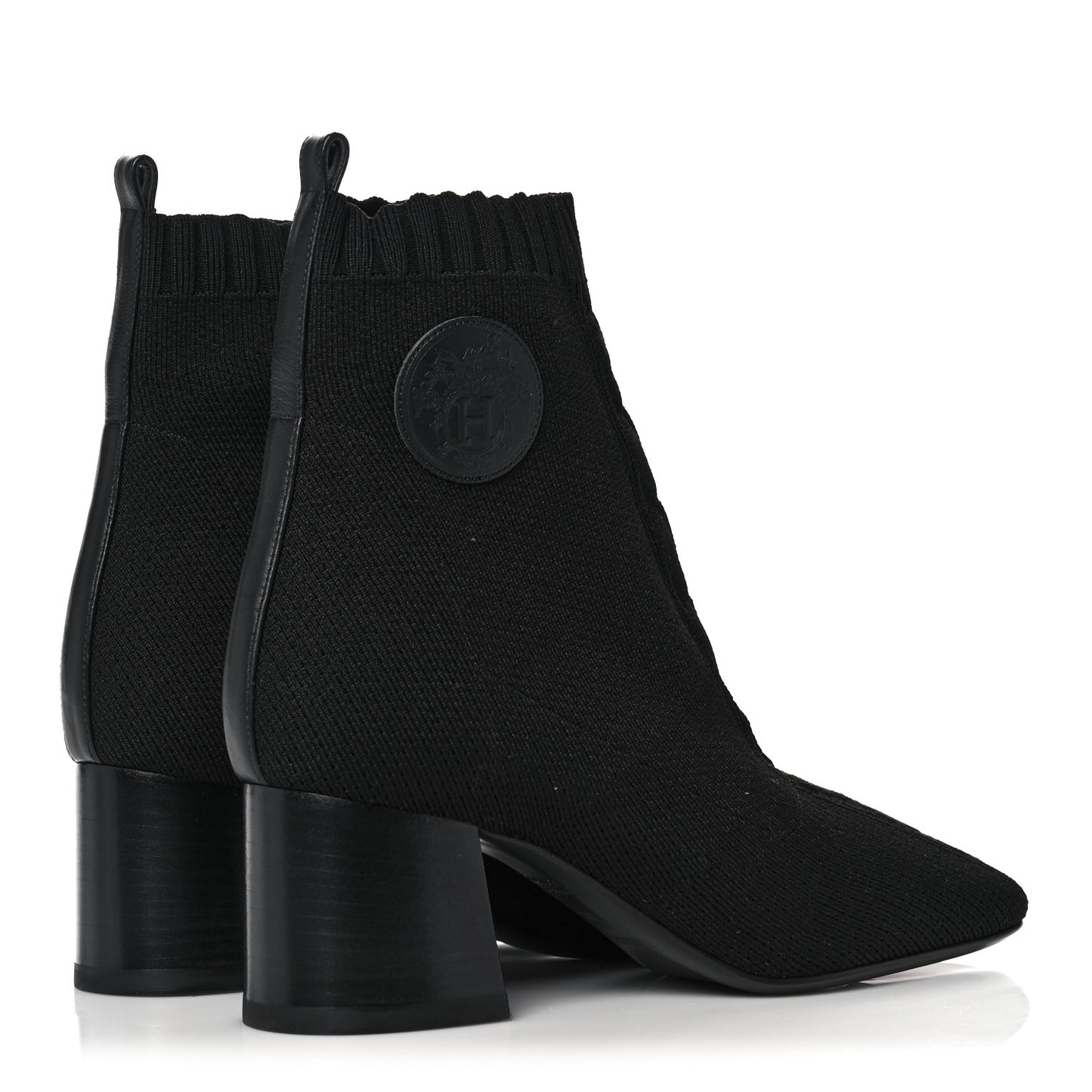 Knit Calfskin Volver Ankle Boots 37.5 Black