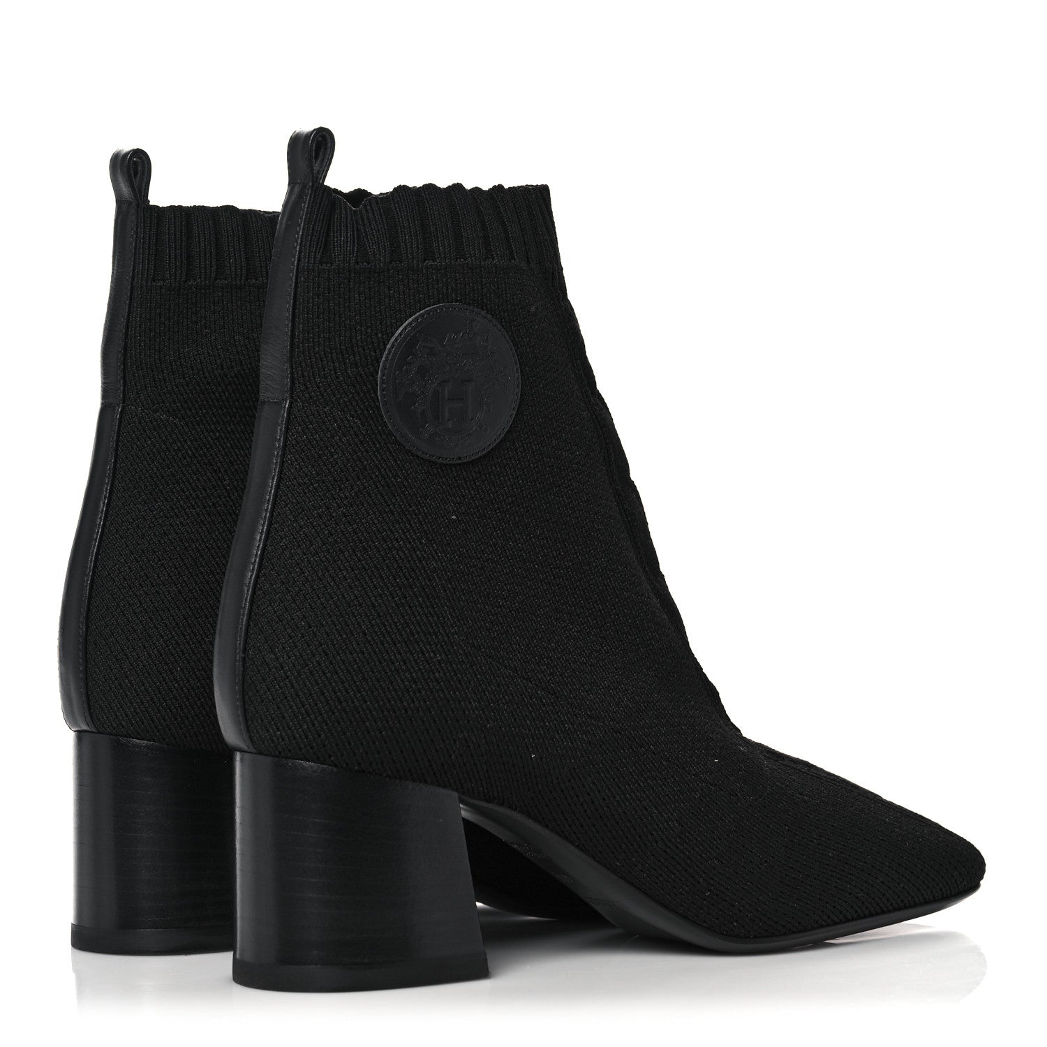 Hermes Knit Calfskin Volver Ankle Boots 37.5 Black 4 of 8