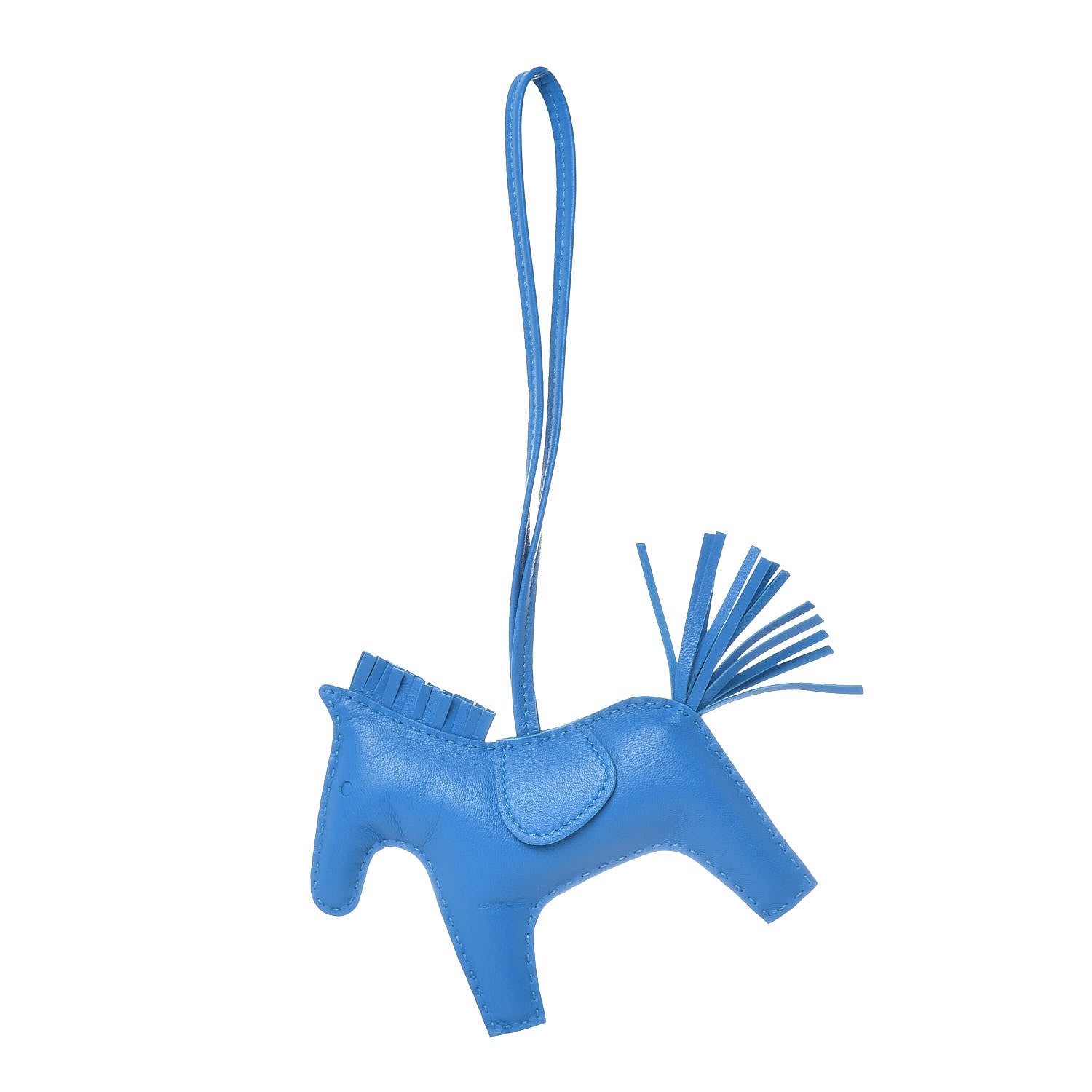 Hermes Milo Lambskin Grigri Rodeo Horse Bag Charm MM Bleu Zanzibar 1 of 5
