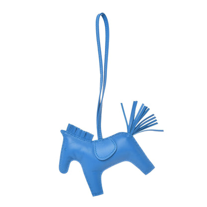 Hermes Milo Lambskin Grigri Rodeo Horse Bag Charm MM Bleu Zanzibar 1 of 5