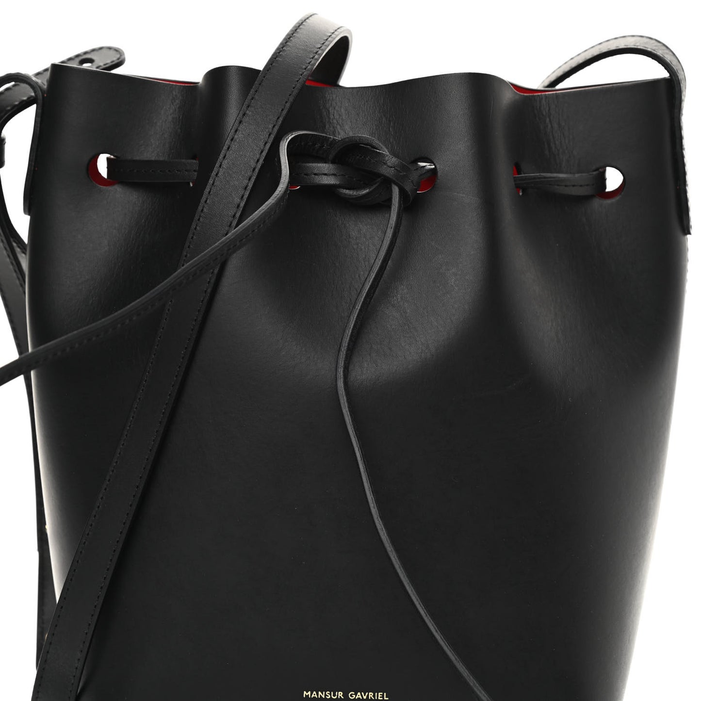 Vegetable Tanned Calfskin Mini Bucket Bag Black Flamma