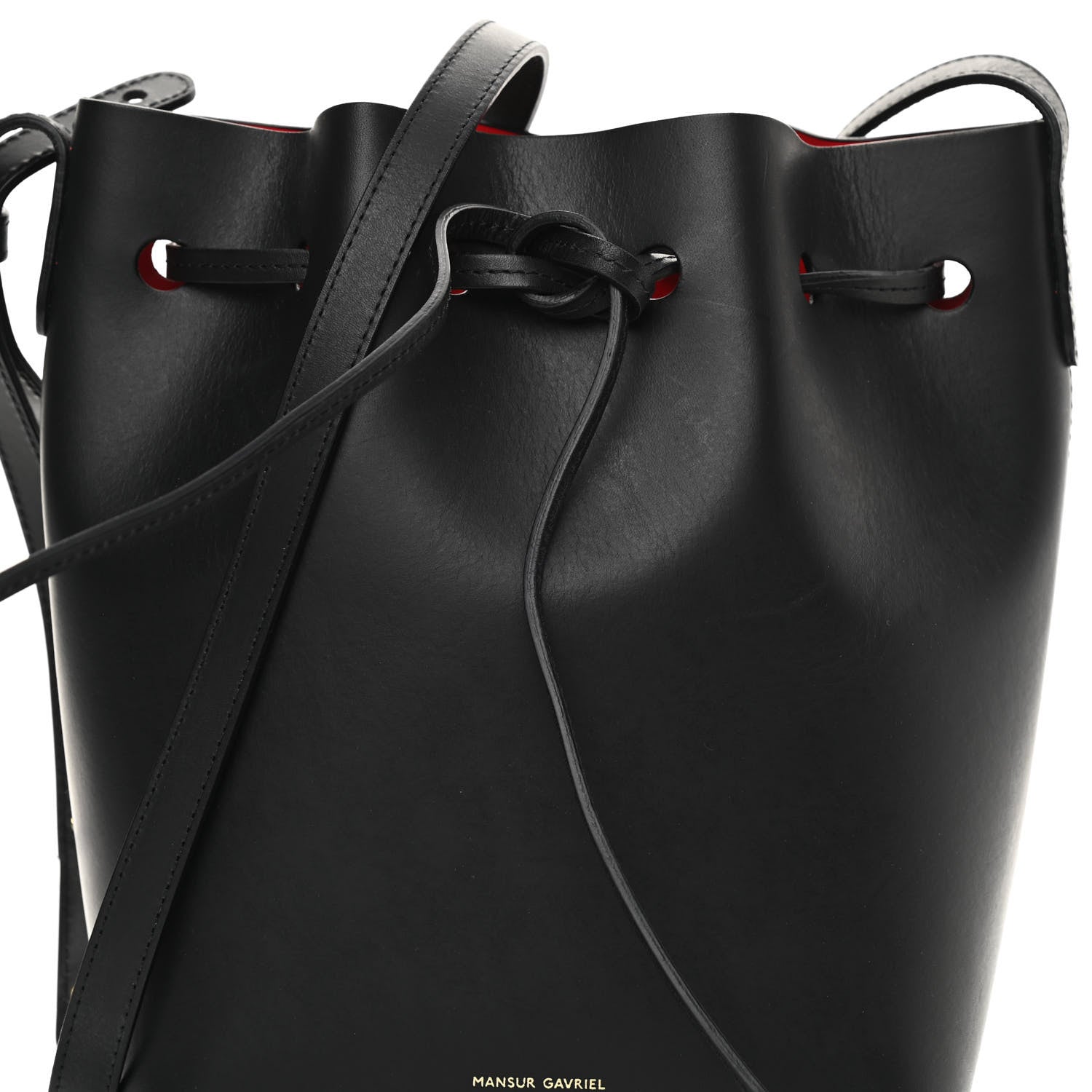 Mansur Gavriel Vegetable Tanned Calfskin Mini Bucket Bag Black Flamma 8 of 12