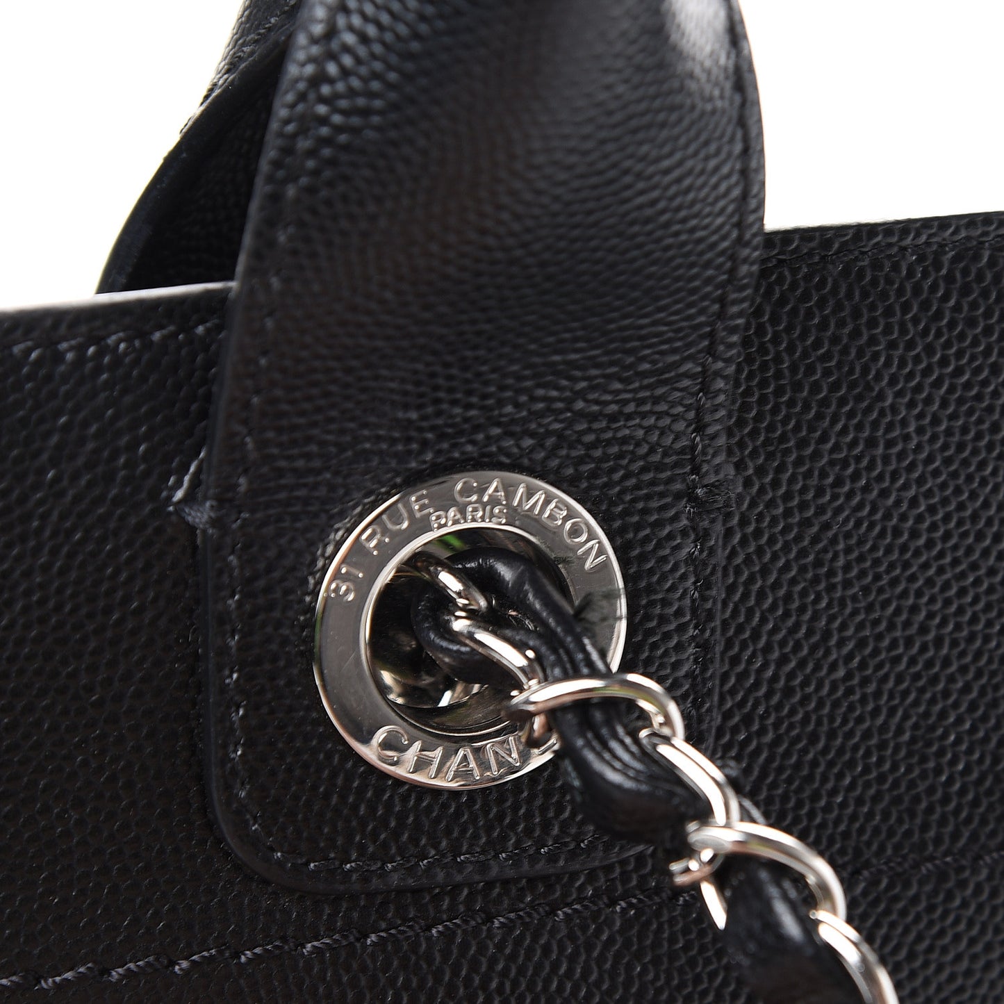 Caviar Medium Studded Deauville Tote Black