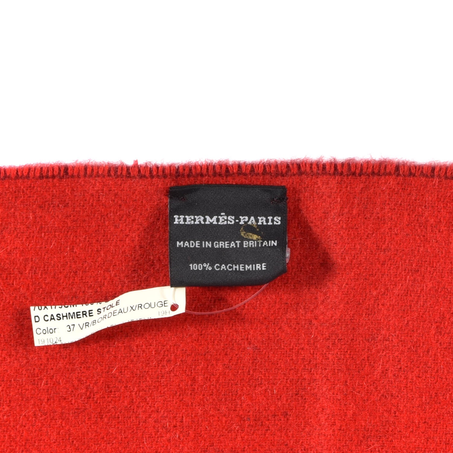Hermes Cashmere Fringe Double Face Scarf Bordeaux Rouge 4 of 4