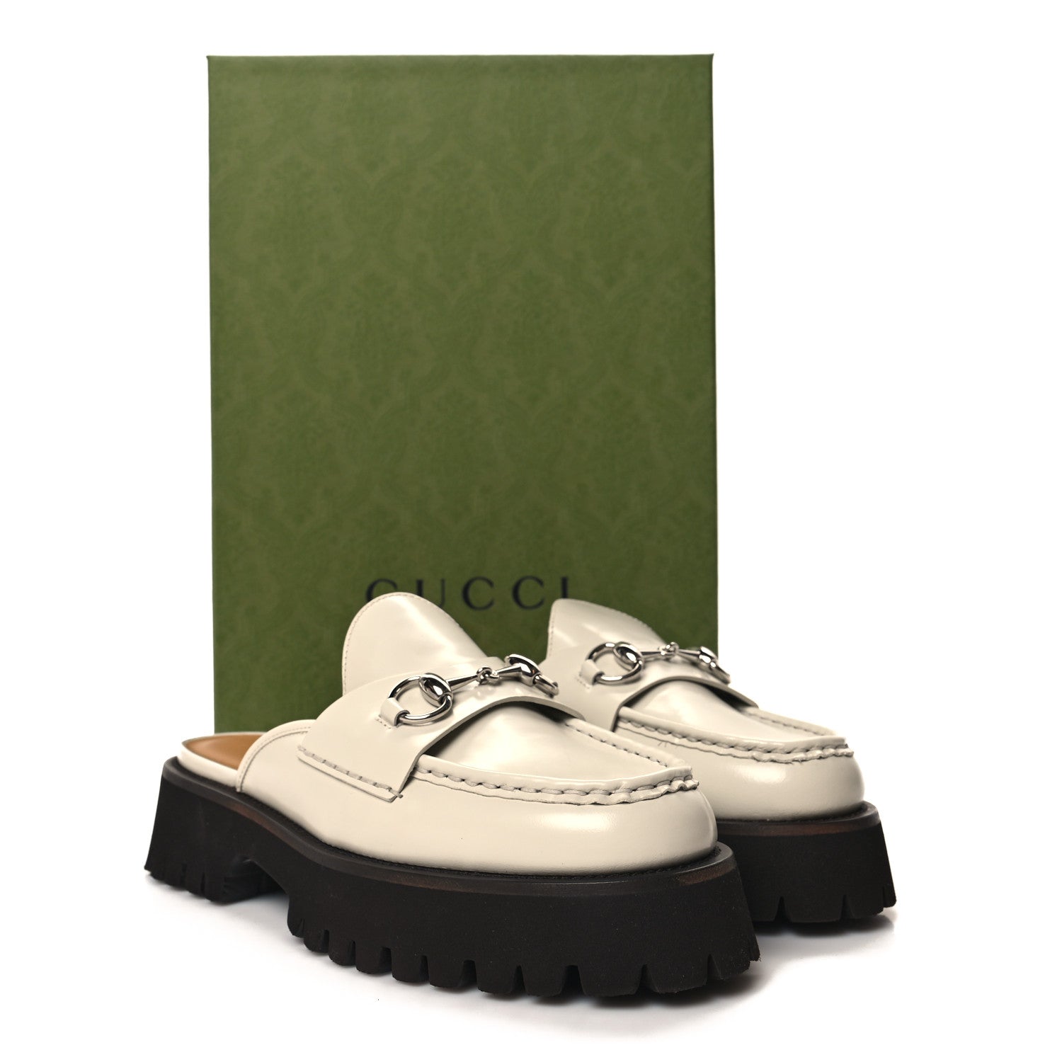 Gucci Cordovan Lux Womens Horsebit 45mm Platform Loafers 38 Mystic White 9 of 9