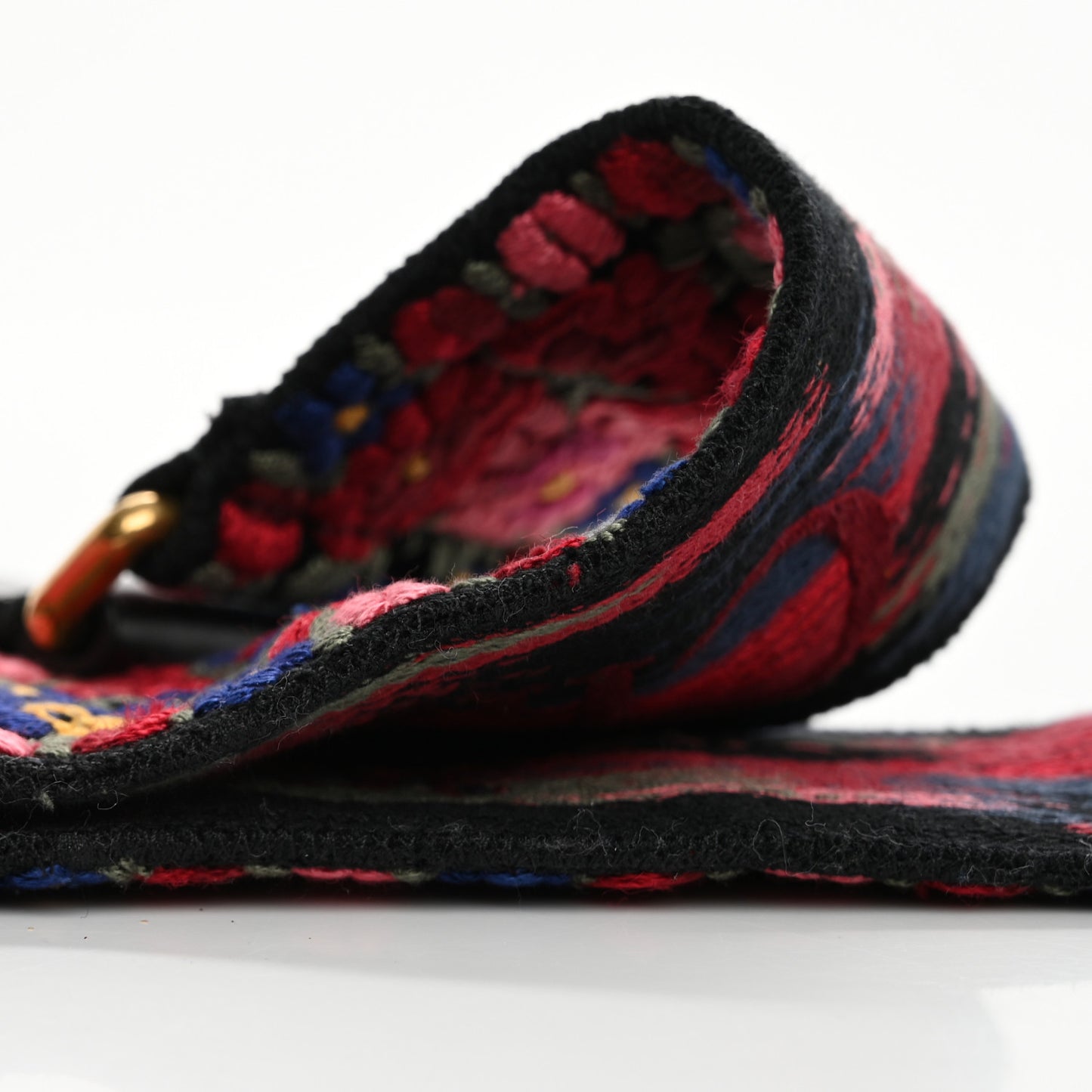 Lambskin Canvas Embroidered Floral Shoulder Strap Multicolor