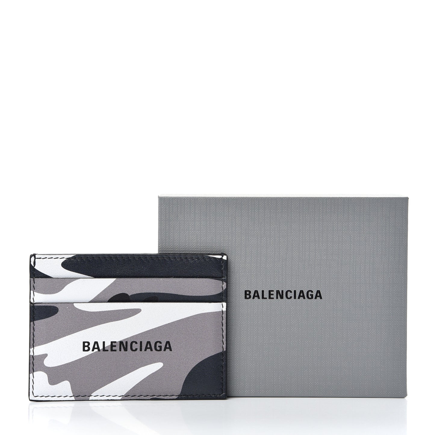 Calfskin Logo Camo Printed Cash Card Holder Grey