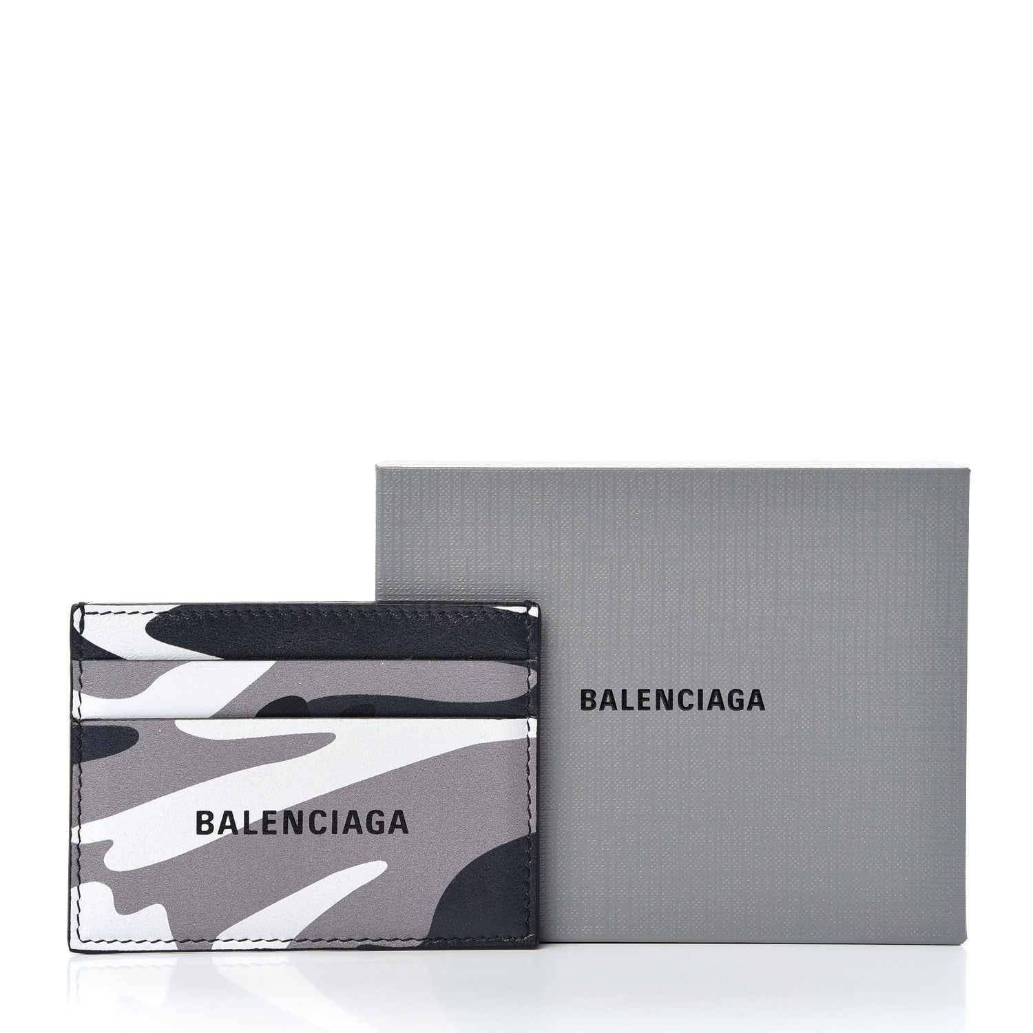 Balenciaga Calfskin Logo Camo Printed Cash Card Holder Grey 8 of 8