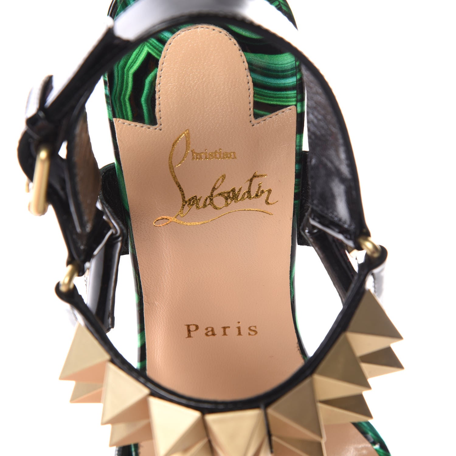 Christian Louboutin Patent Malachite Miziggoo Spiked 120 Sandals 36 Vert 7 of 7