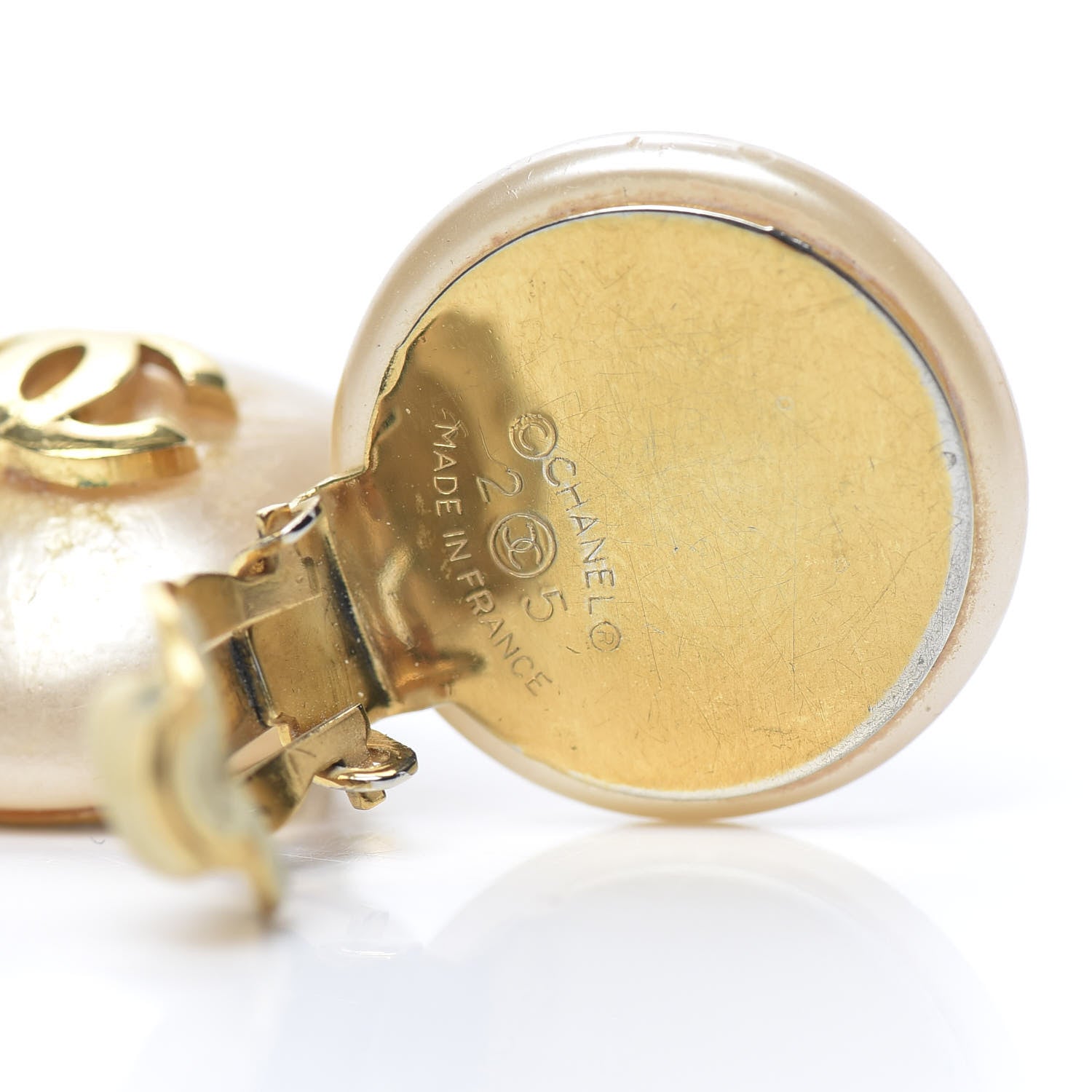 Chanel Pearl CC Clip On Earrings Gold 4 of 7