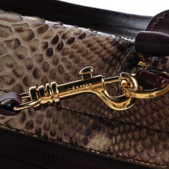 Celine Python and Suede Medium Trapeze Khaki 9 of 11