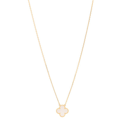 Van Cleef & Arpels 18K Yellow Gold Mother of Pearl Vintage Alhambra Pendant Necklace 1 of 5