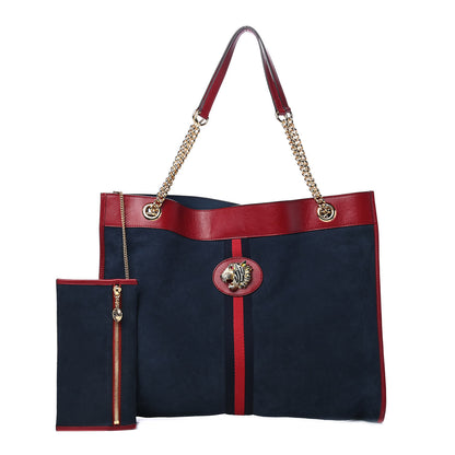 Gucci Suede Calfskin Large Rajah Chain Tote New Blue Romantic Cherry 1 of 4