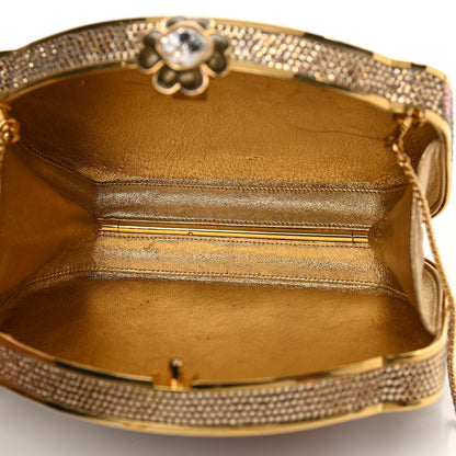 Judith Leiber Swarovski Crystal Flower Minaudiere Clutch Gold 4 of 10