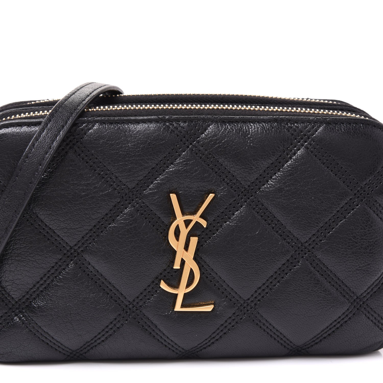 Saint Laurent Grained Lambskin Quilted Mini Becky Double Zip Bag Black 11 of 12