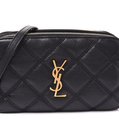 Saint Laurent Grained Lambskin Quilted Mini Becky Double Zip Bag Black 11 of 12