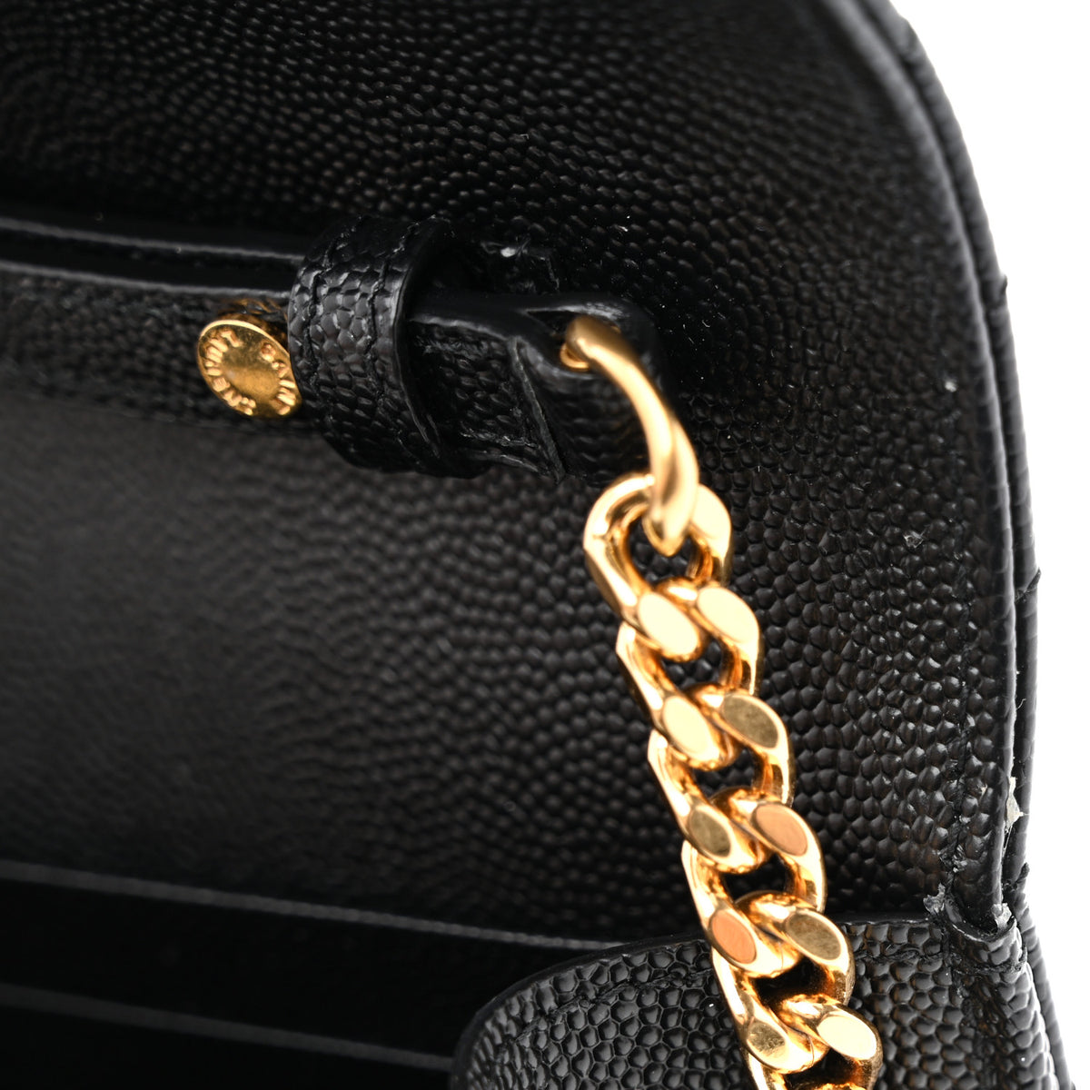Grain De Poudre Matelasse Chevron Monogram Chain Wallet Black