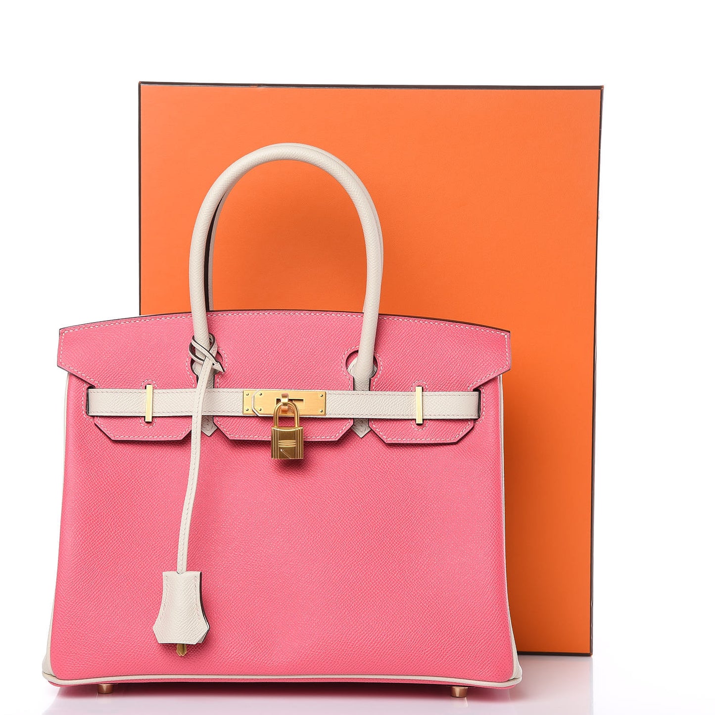 Epsom Horseshoe Birkin 30 Rose Azalee Craie