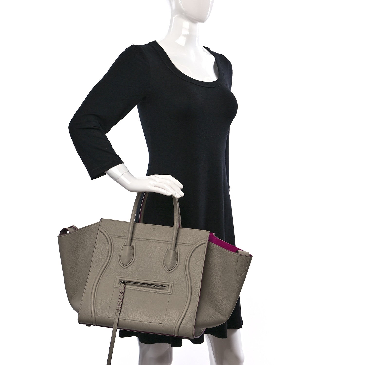 Celine Baby Grained Calfskin Medium Phantom Luggage Beige 2 of 8