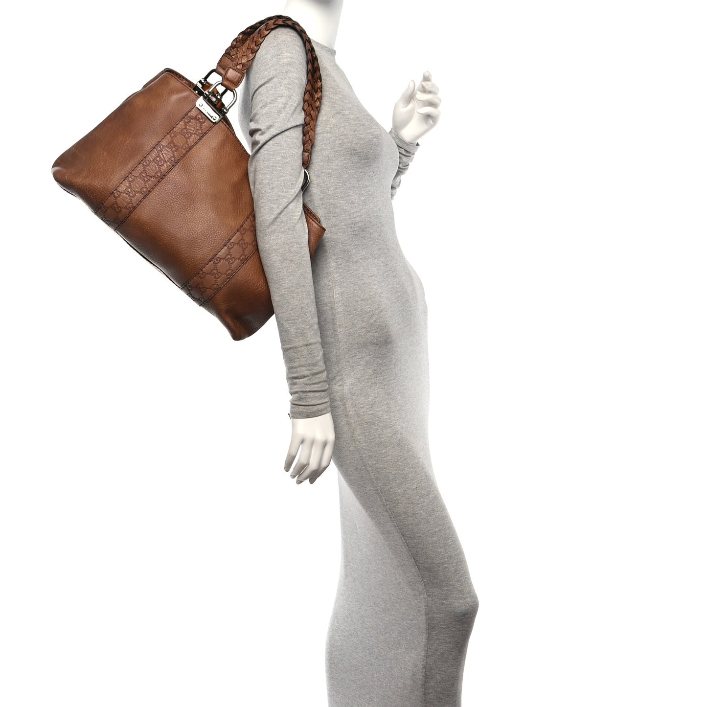 Calfskin Medium Bamboo Bar Tote Bag Brown