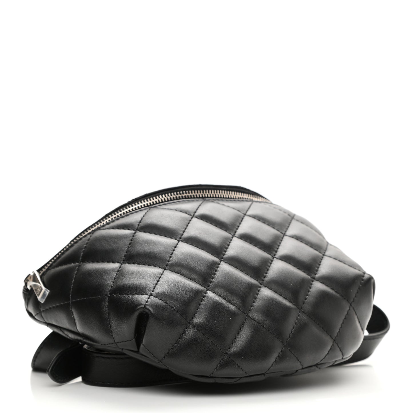 Grained Calfskin Quilted Waist Belt Bag Black