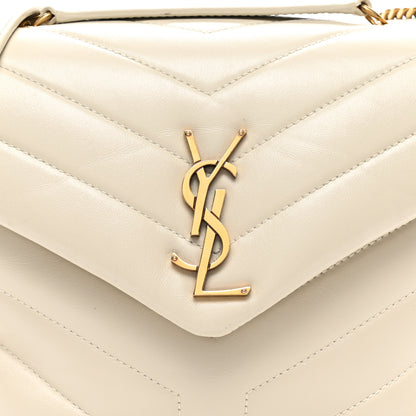 Saint Laurent Calfskin Y Quilted Monogram Small Loulou Chain Satchel Crema Soft 8 of 13