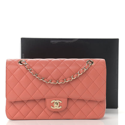 Chanel Caviar Quilted Medium Double Flap Coral 14 of 14