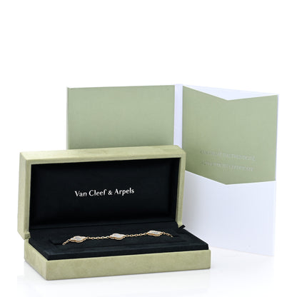 Van Cleef & Arpels 18K Yellow Gold Mother of Pearl 5 Motifs Vintage Alhambra Bracelet 4 of 4
