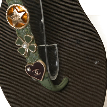Chanel Tweed CC Charm Thong Sandals 37 Dark Green 11 of 11