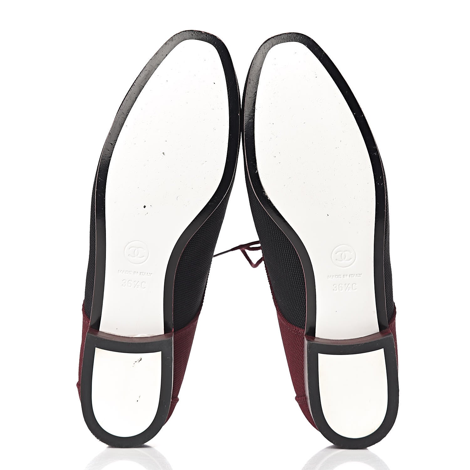 Chanel Fabric Lace Up CC Oxfords 36.5 Burgundy Black 5 of 11